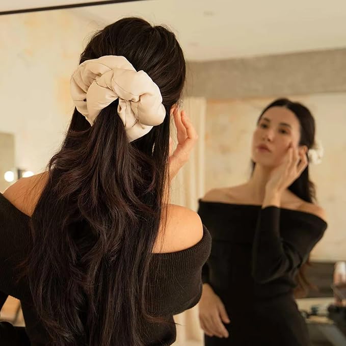 Drowsy Oversized Scrunchie – Luxury Mulberry Silk Hair Tie for All Hair Types, Sleep Scrunchie to Reduce Breakage, Maintain Moisture & Enhance Hair Shine - Dusty Gold