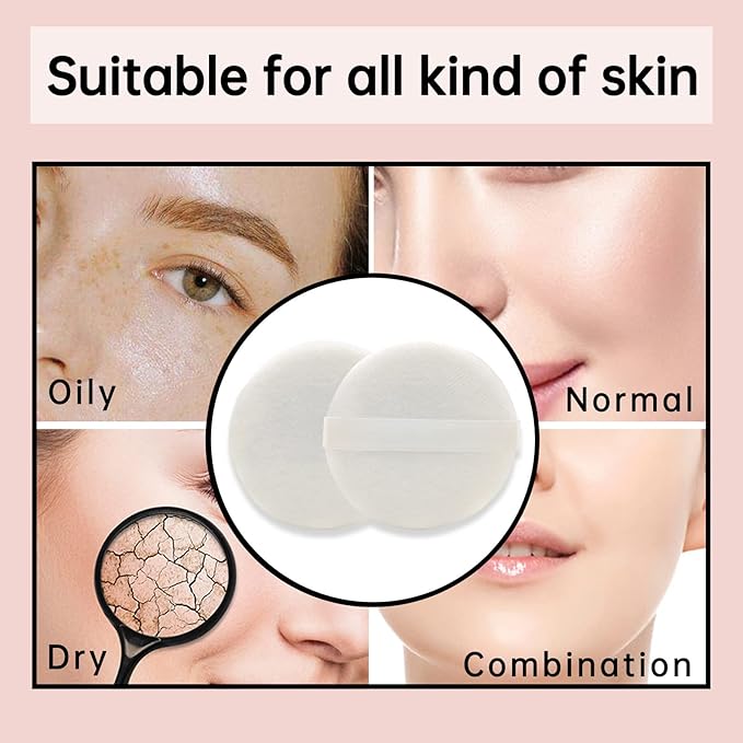 4 Pieces Cotton Powder Puff, Soft Makeup Puff for Loose Powder Foundation, Face Puff Pads Body Cosmetic Foundation (White, 3.15 Inch)
