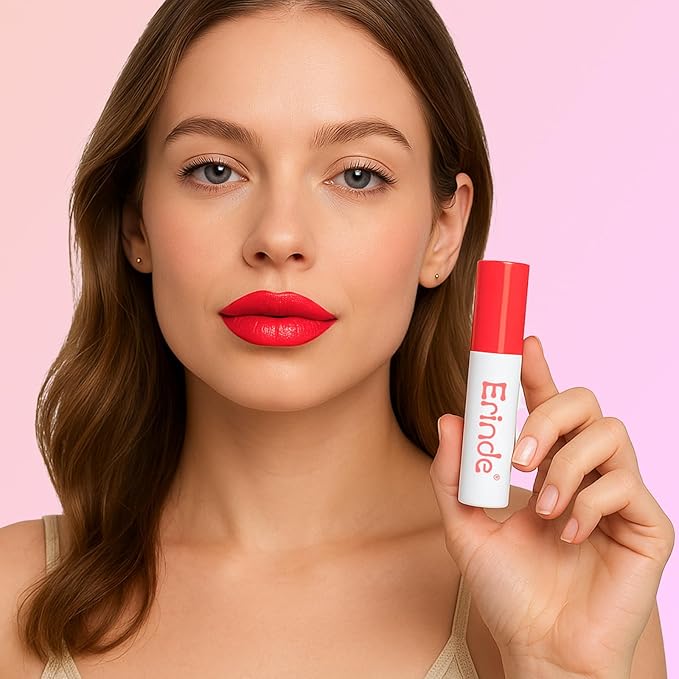 Erinde Lips Staining Lip Oil, Glossy Lip Stain, Long-Lasting Lightweight Lip Staining Oil, Moisturizing Plumping Hydrating Glossy Lip Tint, Vegan & Cruelty-Free, 02