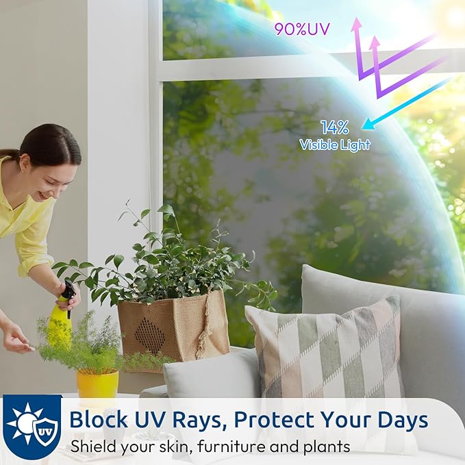 rabbitgoo Window Privacy Film One Way Window Tint for Home, Removable Reflective Heat Sun Blocking Anti UV Glass Door Covering, Mirror Tinting Film House Office, 23.6 in X 9.8 Feet, Black Silver