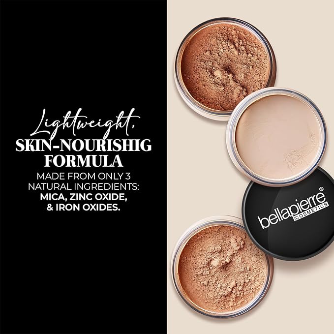bellapierre Mineral Foundation SPF 15 - Loose Powder Foundation | Vegan & Cruelty Free Natural Makeup | Full Coverage Matte Finish | Hypoallergenic | Oil & Talc Free - 0.32 Oz - Brown Sugar