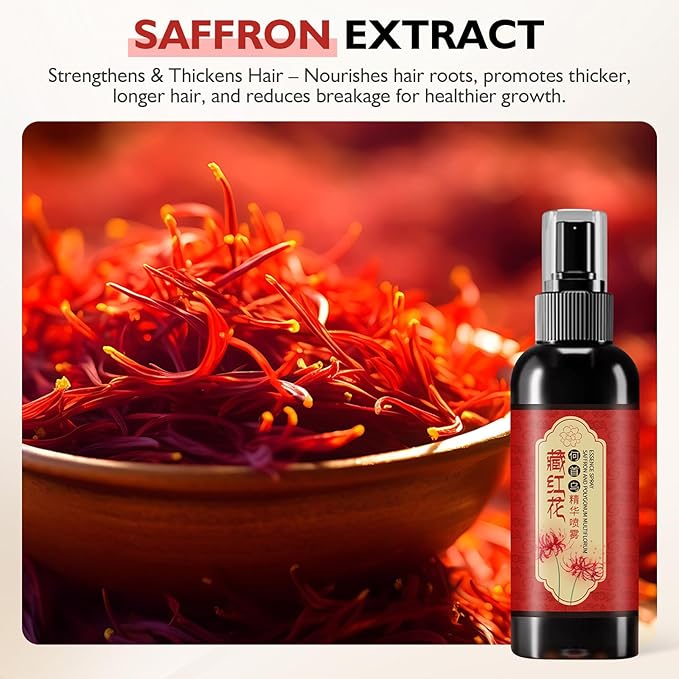 Saffron Hair Spray, Saffron Essence Spray for Hair Care, Nourishing Hair Care, Anti-Loss Root Strengthening, Improve Dryness and Frizz, Leaving Hairs Shiny Non-Frizzy (1 PC)