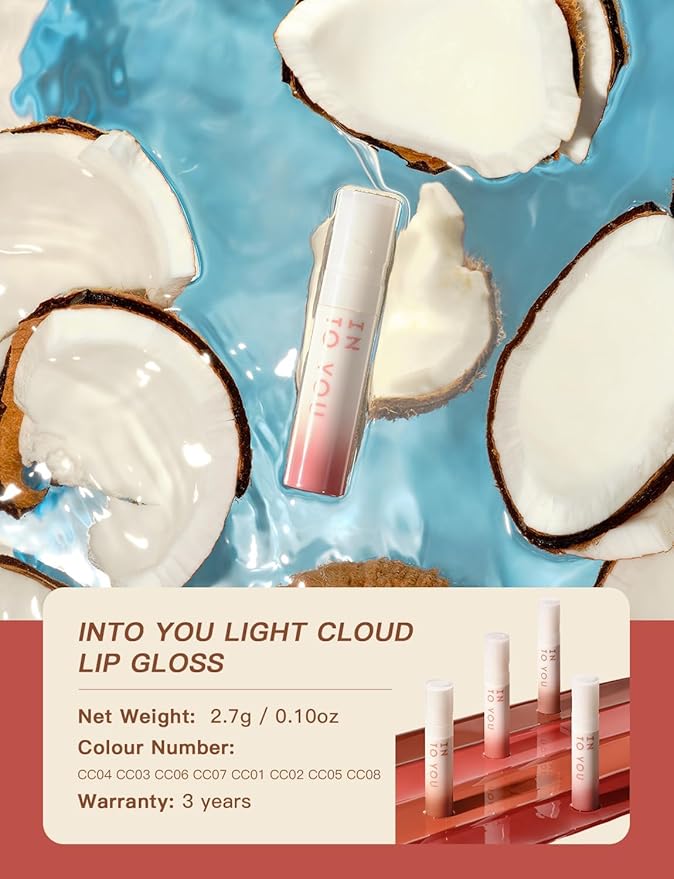 INTO YOU Lip Stain Long Lasting, Lip Gloss, Lip Tint, Lip Plumper Gloss, Glitter Lip Gloss, Liquid Lipstick, Vivid Color, Smudge-Proof, Lightweight, Naturally Moisturizing, Lip Oil For Dry Lips (CC08)