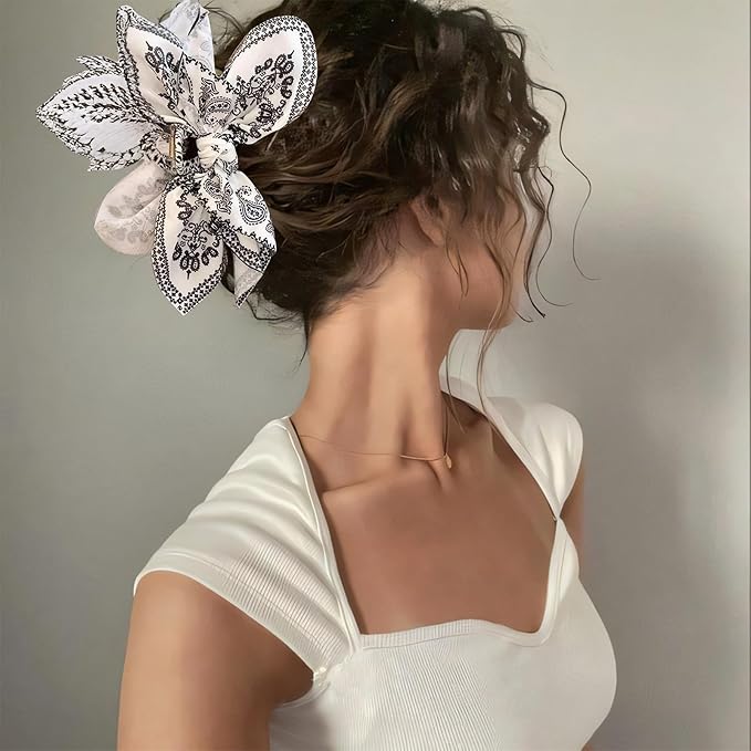 Bow Claw Clips Bow Hair Clips White 1PCS Big Hair Bows for Women Butterfly for Styling Large Hair Clips for Thick Hair for Girls Hair Accessories for Teens