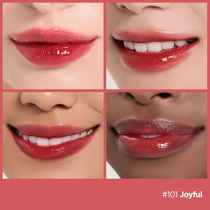 Laka Fruity Glam Lip Tint Mini, Glowing Lip Stain with Wide Color Spectrum, Hydrating & Lightweight Texture, Long-Lasting Bold Stain, Non-Sticky, Vegan, K-Beauty (#101 Joyful)