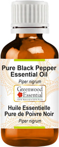 Greenwood Essential Black Pepper Essential Oil (Piper nigrum) Pure | Non-Sticky | Non-Greasy | Lightweight | Men & Women | All Skin Types | Steam Distilled 5ml (0.16 oz)