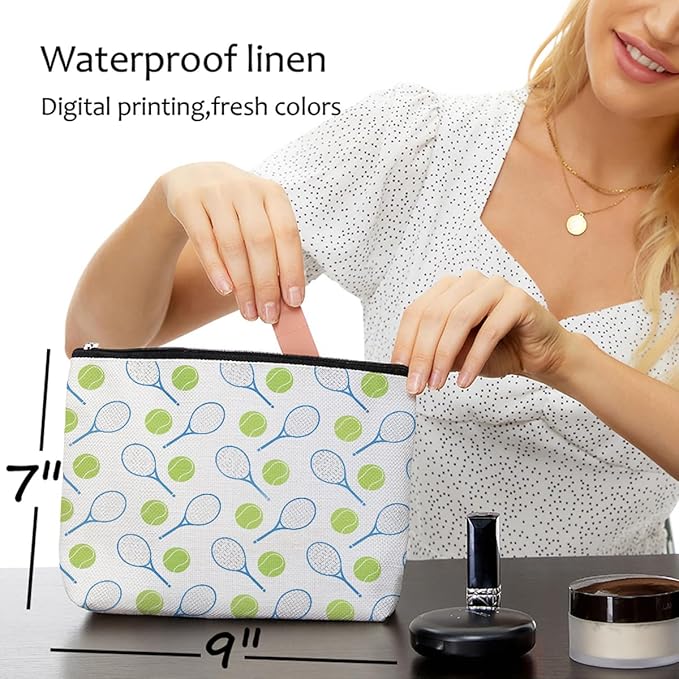 6 PCs Inspirational Tennis Makeup Bag, Accessories Gift Cosmetic Bag, Player Graduation Birthday Gifts for Women & Girls Tennis Lovers