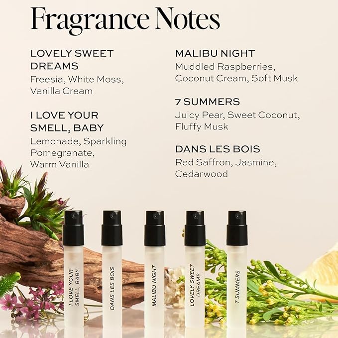 Dime Beauty Perfume Sampler, Hypoallergenic, Clean Perfumes, Eau de Toilette For Women (Set of 5, 2 ml)
