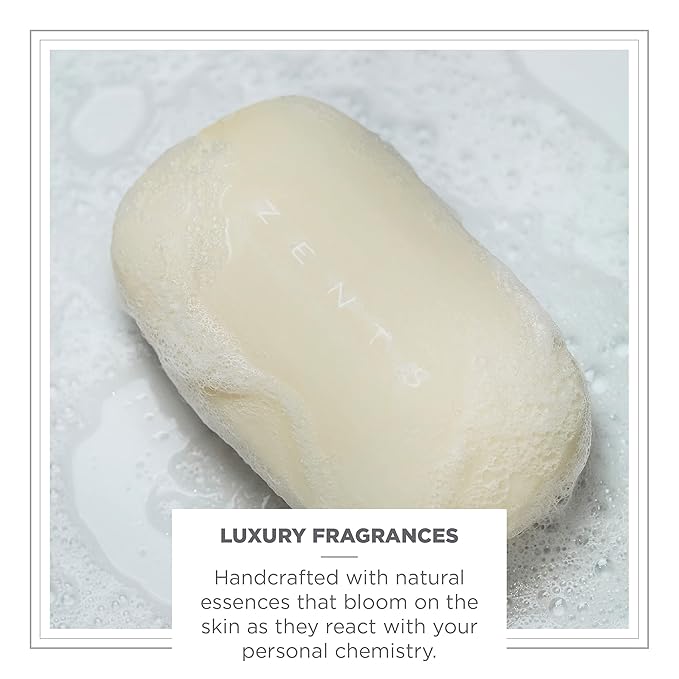 Zents Triple-Milled Luxe Bar Soap (Water Fragrance) | Moisturizing Soap with Organic Shea Butter | Gentle Hand & Body Wash | Nourishes & Softens Skin | 5.7 oz