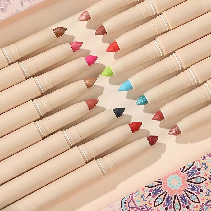 Rose Gold Eyeshadow Pencil Makeup, Waterproof Hypoallergenic Long Lasting Crayon, Highlighter Matte Cream Eye Shadow Stick, Glitter Primer Palette Shimmer Eyeliner Pen
