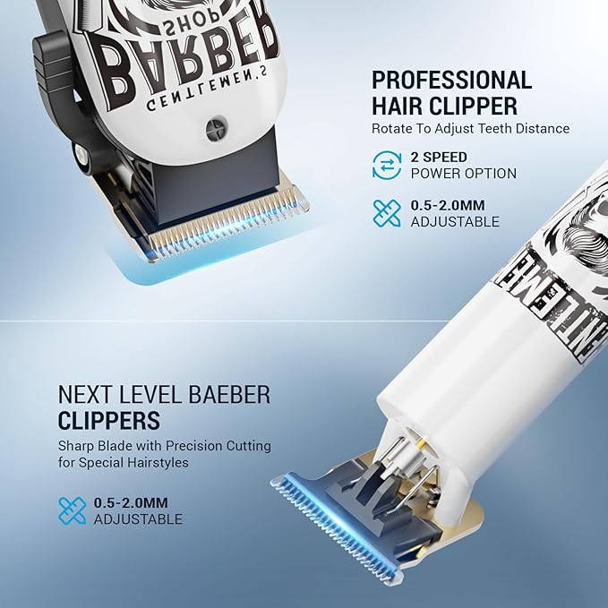 BESTBOMG® Hair Clippers for Men Professional, Beard Trimmer Kits & Sets, Electric Shavers, Hair Clippers & Trimmer Ceramic T-Blade, for Barber, for Gifts