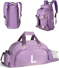 Teenager Girl Gifts Ideas, Initial Gym Bags with Shoe Compartment, Dance Bag for Girls, Monogram Kid Overnight Bags, Travel Duffle Tote-Thoughtful Gift Idea for Her(Letter L)