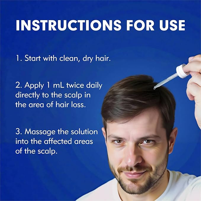 5% Minoxidil for Men Hair Regrowth Treatment, Extra Strength Topical Solution for Thinning Hair & Balding, Beard Growth Enhancer, Non-Greasy Fast-Absorbing Formula, 4-Pack (240ml) 4-Month Supply