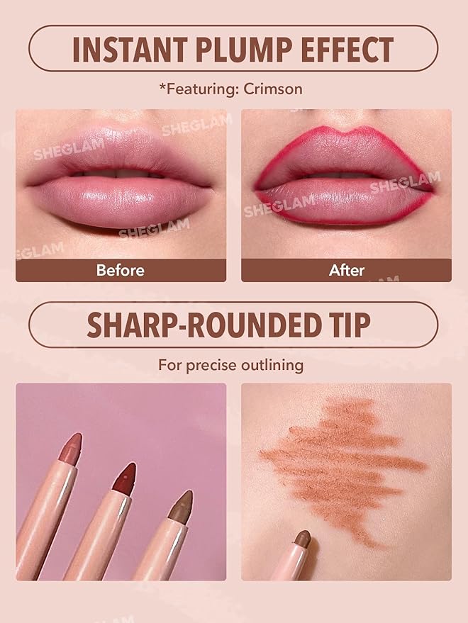 SHEGLAM Lip Liner Creamy Matte Pencil High Pigment Not Easy to Fade Silky Smooth Matte Contour Tint Lip Makeup-City Nights