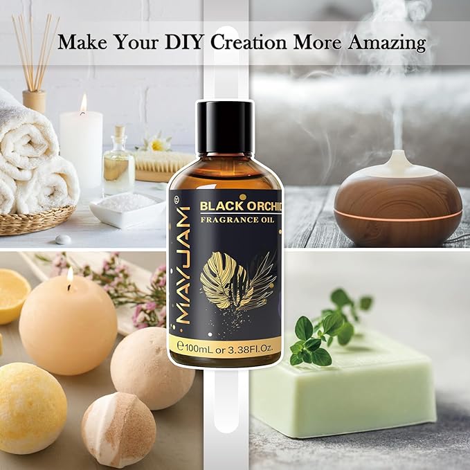 MAYJAM 100ML/3.38FL.OZ Black Orchid Fragrance Oils with Glass Dropper, Essential Oils for Diffusers for Home, Long Lasting Scented Oils for Diffusers Soap Candle Making