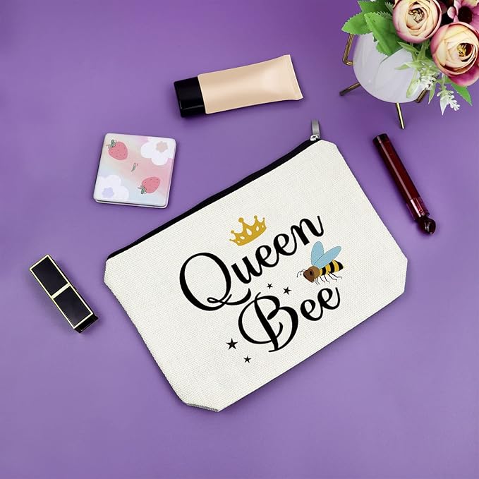 Sazuwu Bee Themed Gifts for Women Makeup Bag Bee Lover Gifts for Friend Beekeeper Birthday Gifts Cosmetic Bag Honeybee Gifts Christmas Thanksgiving Gifts for Bee Lover Cosmetic Travel Pouch
