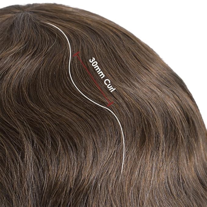 Lordhair Toupee for Men European human hair Full French Lace Hairpieces，Base Size 8x10 inch Hair Replacement System for Men Natural Hairline Human Hair Wig#7Light Brown