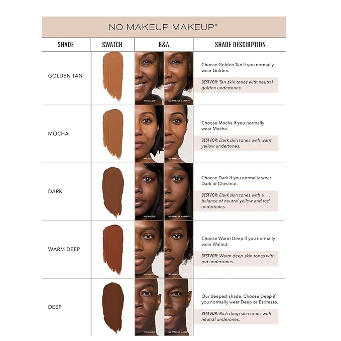 No Makeup Makeup Long-Lasting Lightweight Foundation & Brush Duo | Cruelty-Free, Fragrance-Free, Buildable, Transfer-Proof Makeup (Dark)