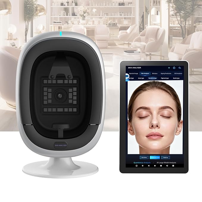 15.6" Professional Skin Analysis Device for Beauty Salons & Spas – AI-Powered 7-Spectral Imaging, 17 Skin Indicators, Multi-Language & Cloud Report Storage