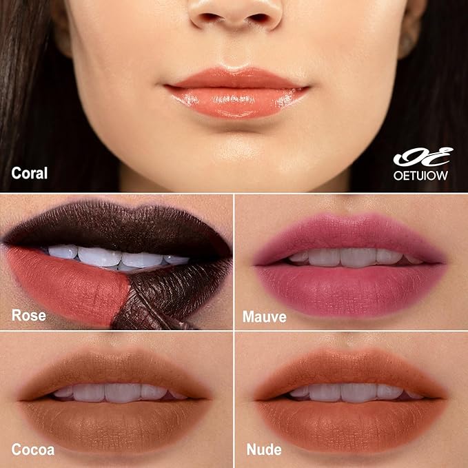 OETUIOW Lip Stain, Lip Gloss Lightweight Waterproof Stay on All Day, Smudge-proof Natural Finish, Vegan & Cruelty-Free, Stocking Stuffers for Teen Girls (Nude)