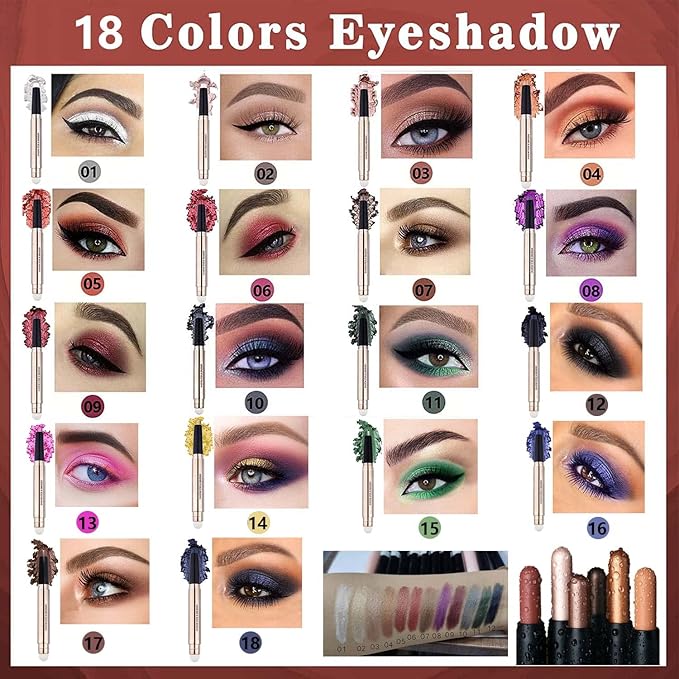 Brown Eyeshadow Stick Eyeliner Matte Cream Smooth Eyeshadow Pencil Hypoallergenic Waterproof Long Lasting Eye shadow Dark Single Neutral Multi-Dimensional eyes Look (17# Matte brown)