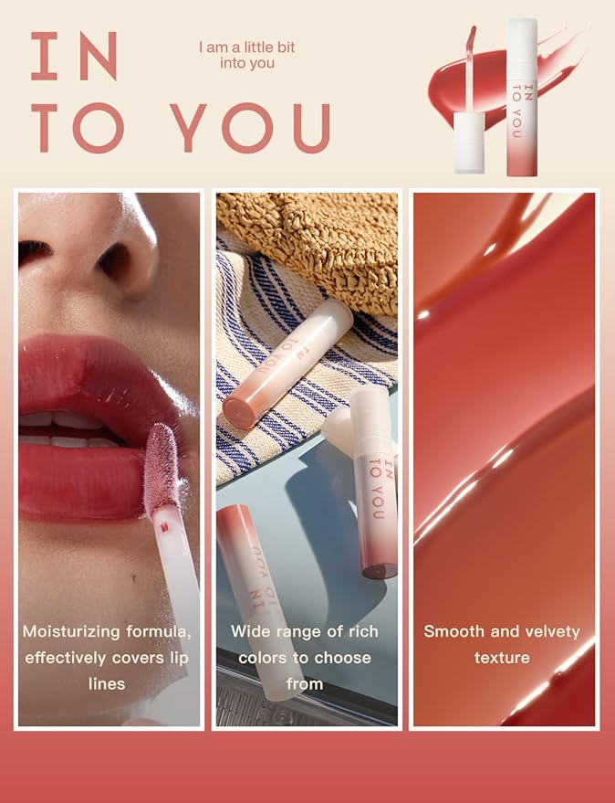 INTO YOU Lip Gloss Coco Liquid Moisturizing Lipstick Long Lasting Lip Stick Lip Stain Makeup Glitter Shine Non-sticky Lipstick for Women(CC03)