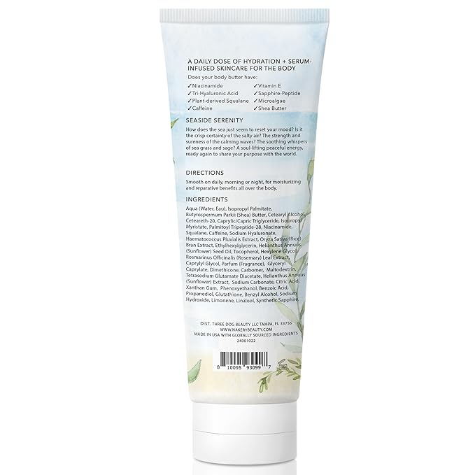 NAKERY Body Butter Anti Aging Moisturizer - Body Cream Skin Tightening Cream & Neck Firming Cream, Moisturizing Cream & Neck Tightening Cream for Body & Face Cream for Dry Skin 300ml(Seaside Serenity)