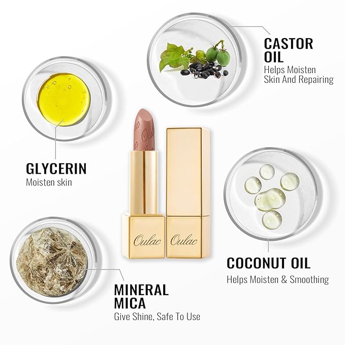 Oulac Metallic Nude Lipstick Set 3PCS, Comfortable Creamy Texture, Smooth No Grainy Feeling, Vegan & Gluten Free, Full-Coverage Lip Makeup, 3 X 4.3 g, 603+GM04+GM06