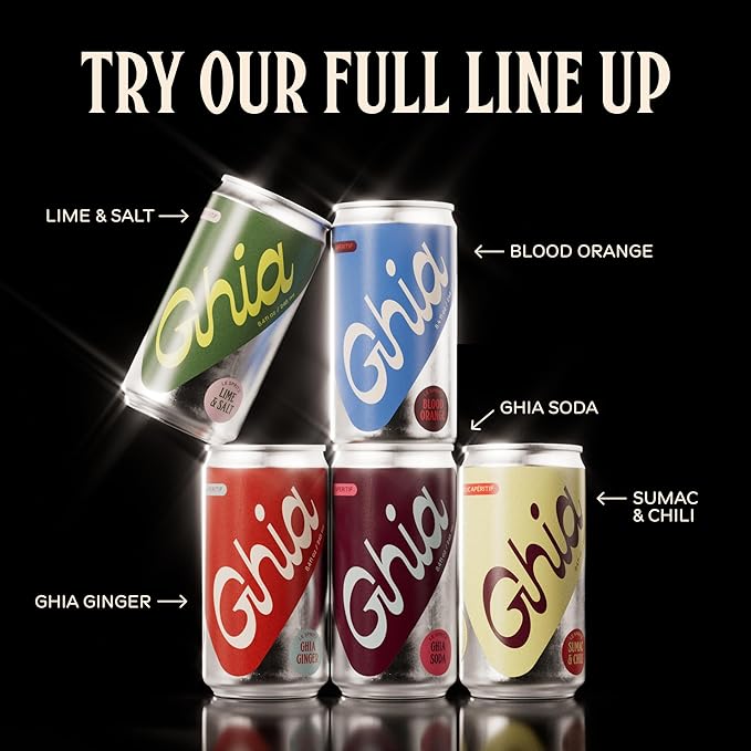 Ghia Non-Alcoholic Le Spritz | Variety 16-Pack | Canned Mocktail & Cocktail Mixer, Zero Proof Sparkling Apéritif with Soothing Herbal Extracts | No Sugar, No Artificial Flavors, Caffeine-Free (Lime & Salt, Soda, Ginger, Sumac & Chili)