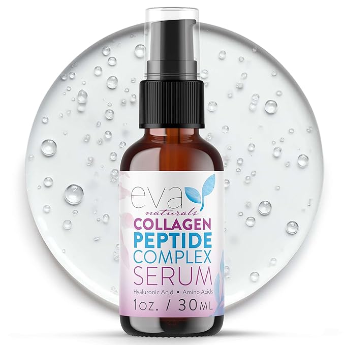 Collagen Peptide Serum for Face – Anti Aging Facial Treatment with Peptides & Hyaluronic Acid – Gentle Formula for Sensitive Skin, Microneedling Pen, Derma Roller, Skin Firming & Hydrating (1 Oz)