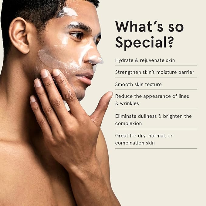 JAXON LANE BRO MASK Korean Face Mask for Men: Premium Mens Face Mask Skin Care & Facial Anti Aging Sheet Masks with Hydrogel, Vitamin C & E, Hydrating Hyaluronic Acid & Hydrolyzed Collagen (4 Pack)