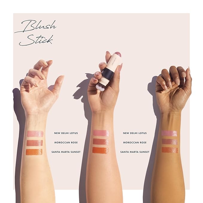 trestique Blush Stick, Vegan Blush Stick With Built-In Brush, Pink Blush Makeup For Women, Rose Makeup, 2-In-1 Creamy
