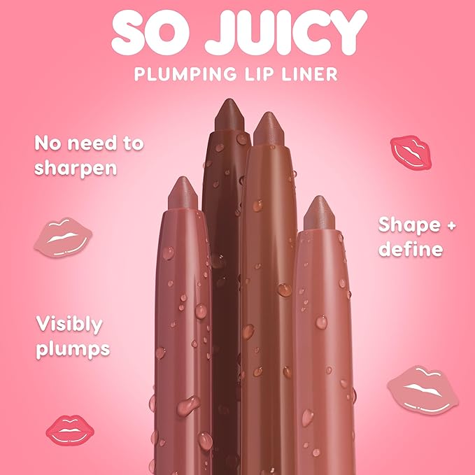 Colourpop So Juicy Plumping Lip Liner with Peptides - Long Lasting Lip Liner for Visibly Plumped & Shaped Lips - Enriched with Smoothing Ceramides & Peppermint - Tease (0.01 oz)