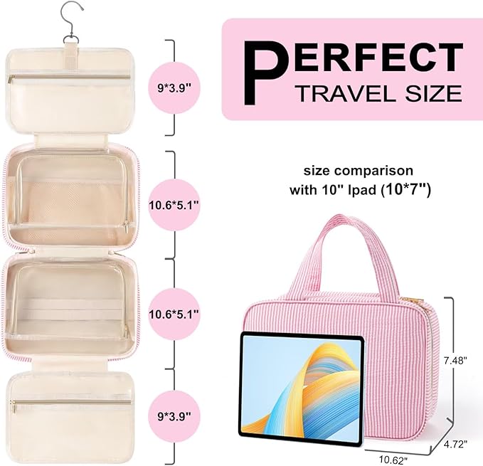 TOPEAST Travel Toiletry Bag for Women - Hanging Toiletry Bag, Personalized Initial Toiletry Bags for Traveling Women, Portable Travel Toiletry Bag for Toiletries, Cosmetics - Letter H, Blue