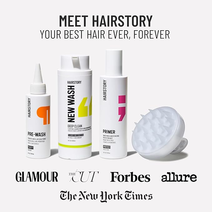 Hairstory New Wash Deep Clean Refill, Clarifying Cleansing Cream for Oily & Fine Hair, Detergent Free Shampoo & Conditioner Alternative, 8oz