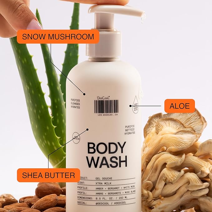 DedCool Body Wash Taunt | Moisturizing Vegan Body Wash with Shea Butter & Snow Mushroom | Non-Toxic, Carbon-Neutral Clean Formula | Bergamot, Dew, Vanilla & Amber | 8.5 oz
