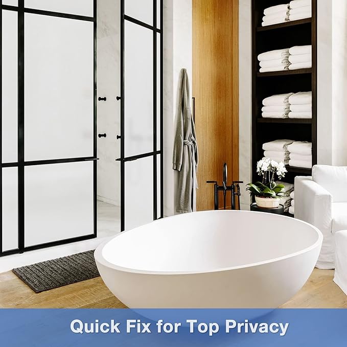 Volcanics Frosted Glass Window Privacy Film with Installation Tools, Removable Static Cling Bathroom Window Film, Heat Control UV Blocking, Peep-Proof, Ideal for Home Office 17.5 x 78.7 Inches