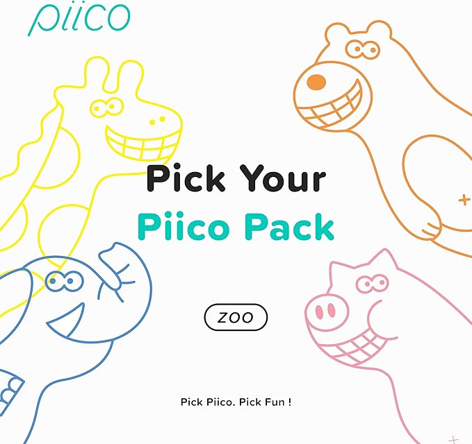 Piico Unflavored Kids Floss - No Fluoride Dual Line Dental Floss Picks - Fun Oral Care in Colorful Floss Sticks Design - Kids Flossers Prevent Tooth Decay & Gum Disease - 240 Count Zoo & Travel Case