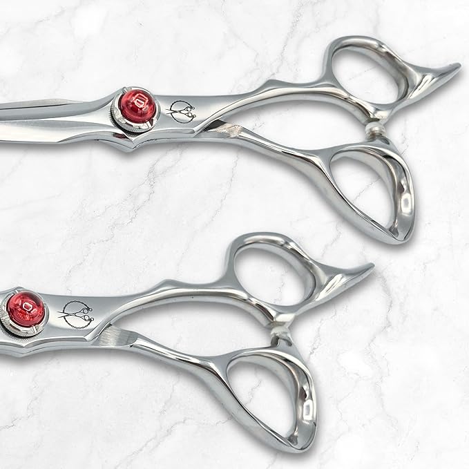 5.5" Professional Hair Shears Set Includes Cutting Scissors and Thinning Shears - VG10 Japanese Stainless Steel - Sharp, Ergonomic, Lightweight - Shihan Shears Red Moon (Hair Shears Set)