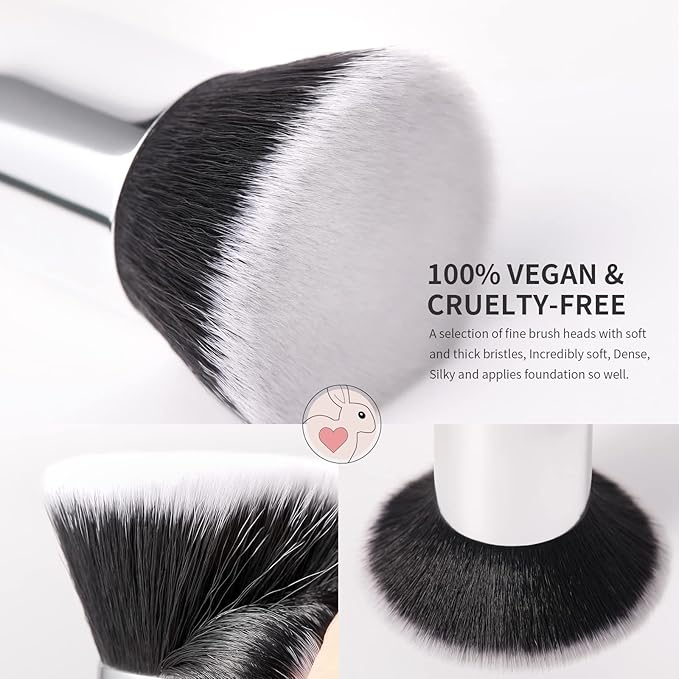 DUcare Kabuki Foundation Brush for Liquid Makeup Flat Top Professional Stick Buffing Blending Mineral Powder Large Face Makeup Brush, Black