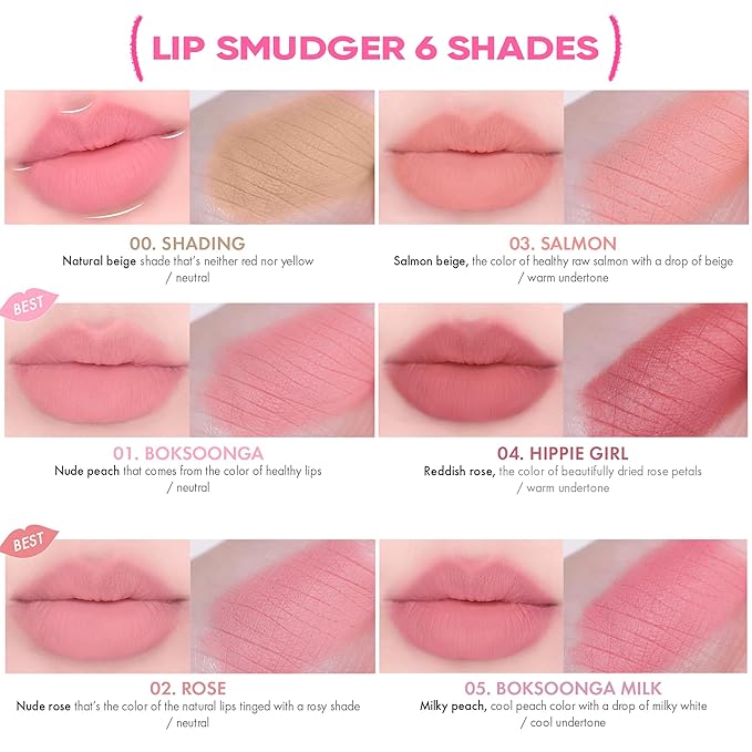 Amuse Seoul Lip Smudger (05 BOKSOONGA MILK) |matte pink | lip liner, matte, creamy, soft, velvety, cruelty-free, lipcare, long-lasting, multiuse, vegan