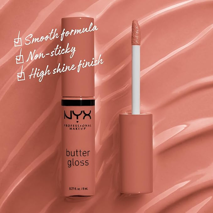 NYX PROFESSIONAL MAKEUP Butter Gloss Brown Sugar, Non-Sticky Lip Gloss - Pack Of 3 (Sugar High, Spiked Toffee, Butterscotch)
