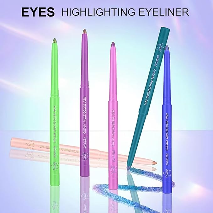 Green Eyeliner Chameleon Eyeliner Pen Eyeshadow Stick Colorful Cream Glitter Shimmer Eye shadow Waterproof Long Lasting Halloween Eye liner Pencil Party Stage Use # 02