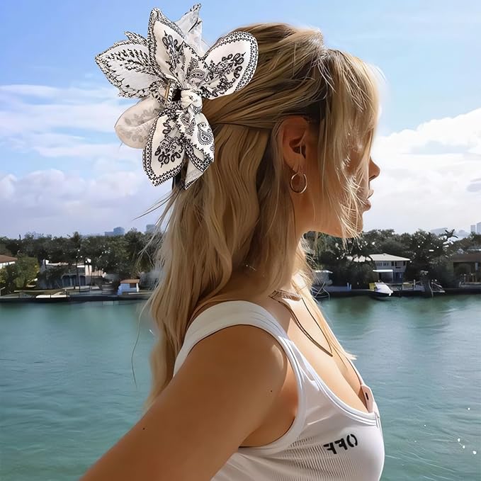 Bow Claw Clips Bow Hair Clips White 1PCS Big Hair Bows for Women Butterfly for Styling Large Hair Clips for Thick Hair for Girls Hair Accessories for Teens
