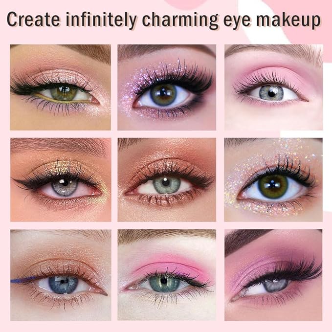 18Colors Nude Pink Rose Gold Shimmery Eyeshadow Palette Makeup,Light Nude Soft Glitter Sparkly Eye Shadow Long Lasting Waterproof Naturing-Looking Blendable for Beginners