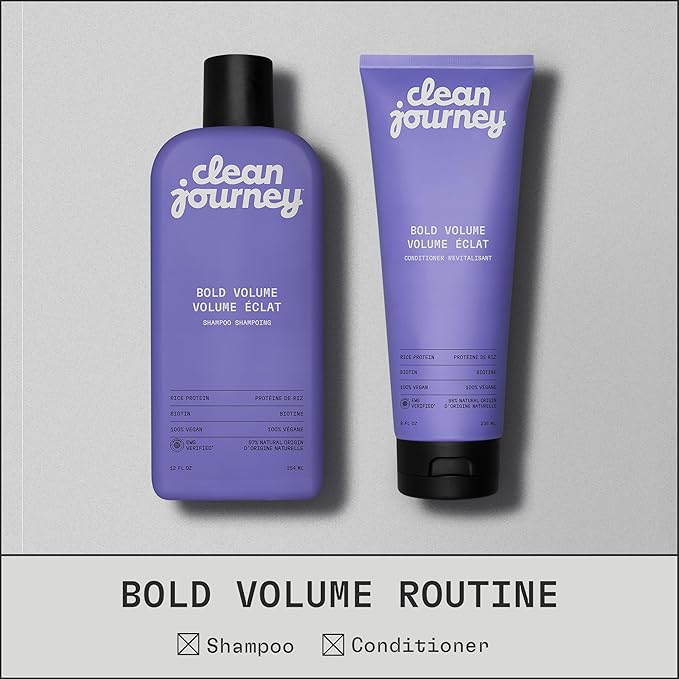 Bold Volume Hair Conditioner, EWG Verified, Infused with Rice Protein and Biotin, For Fine Hair, Volumizing + Texture, Clean Ingredients, Vegan, Fruity Scent, 8 Fl Oz