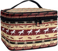 JoyLamoria Aztec Horse Makeup Bag Portable Cosmetic Bag Large Capacity Handbag Wallet Coin Purse Pouch with Handle