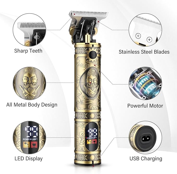 GSKY Hair Clippers for Men Professional,Beard Trimmer Kits & Sets, Cordless Mens Hair Trimmer, Electric Shavers, Haircutting Machine with LED Display, for Barber,for Gifts