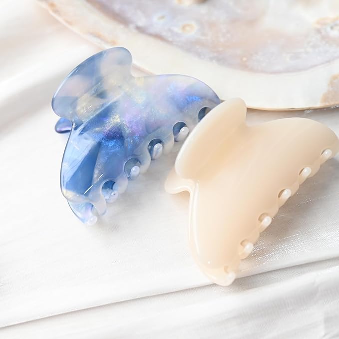 Handmade Celluloid Acetate French Design Barrettes Tortoise Shell Claws Hair Claw Luxury Fashion Accessories Hair Clip for Women (aespa blue)