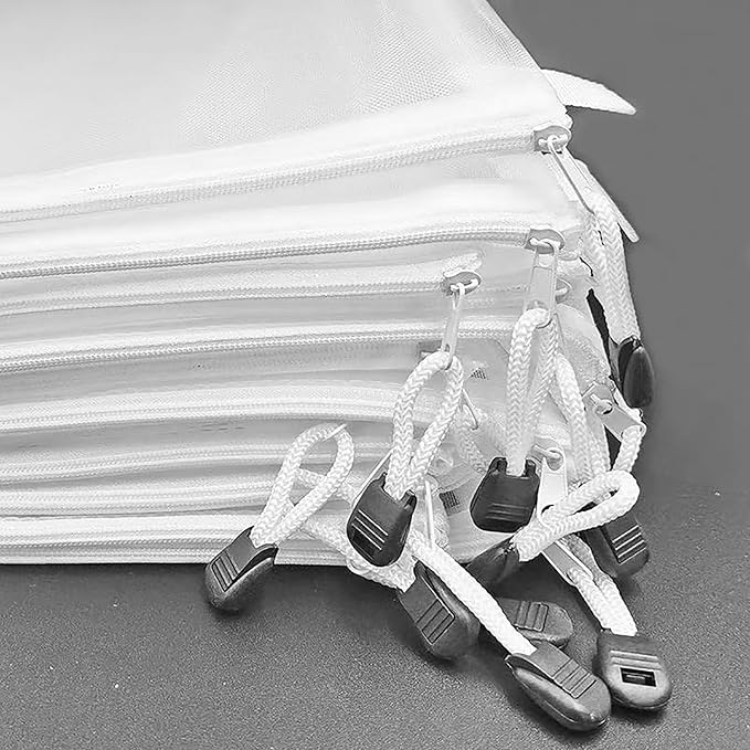 OZY 20Pieces Nylon Mesh Cosmetic Bags Zippered,Portable Organizing Pouches for Travel,Toiletries Bag for Women and Men (A5 White)